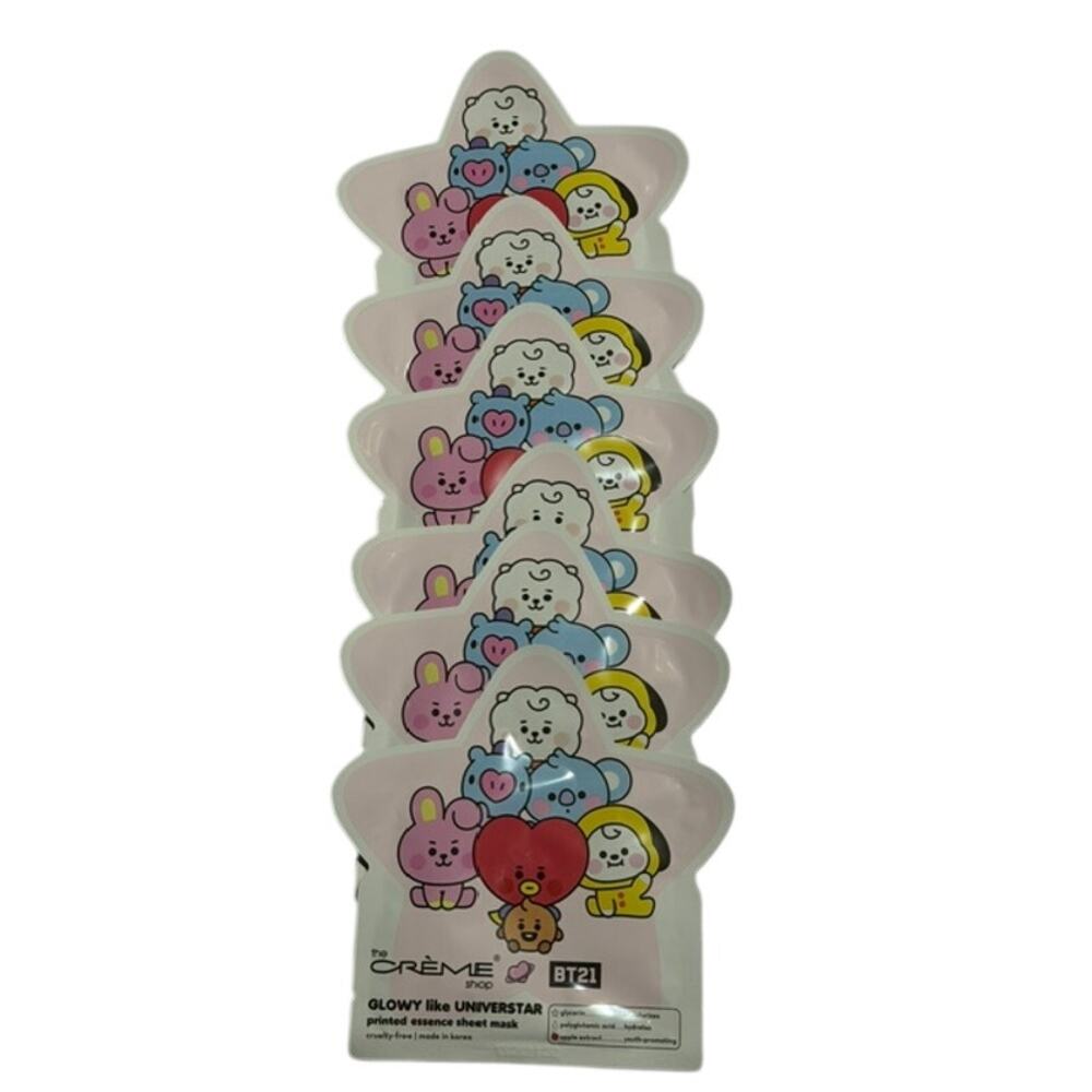 6 Pack BT21 The Crème Shop Glowy Like Universtar Essence Sheet Face Masks NIP